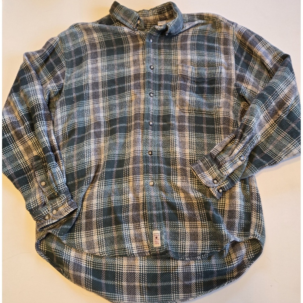 Legend Shirting Co. Green Thick Flannel‎ Button Down Shirt Mens Large Vintage